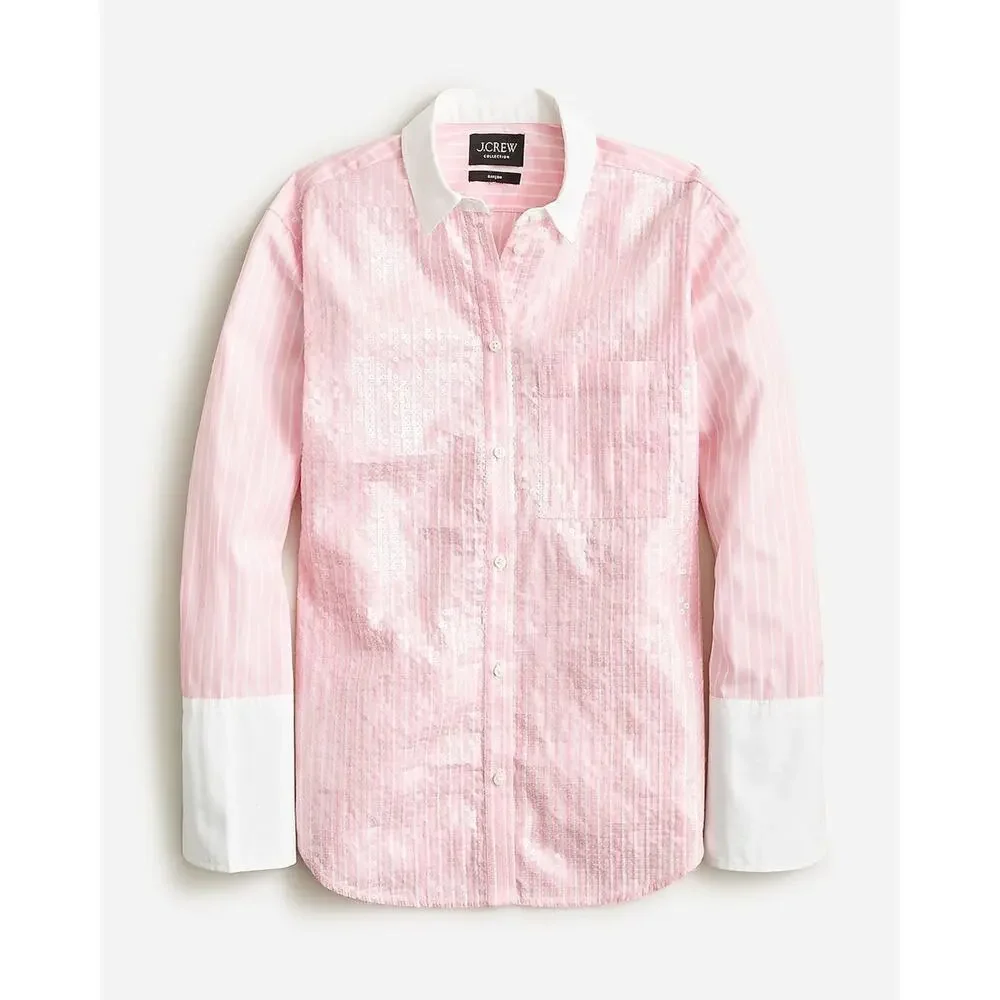 J.Crew Collection Garçon Pink Sequin Button Down Shirt 6